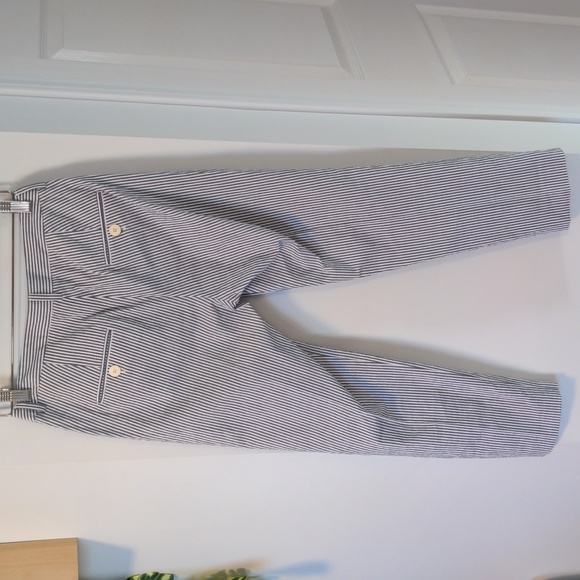 Max Mara Weekend Bianco/Azzurro Pants, Slim/cigarette trouser, Size 4, Blue/Wht - Picture 5 of 6